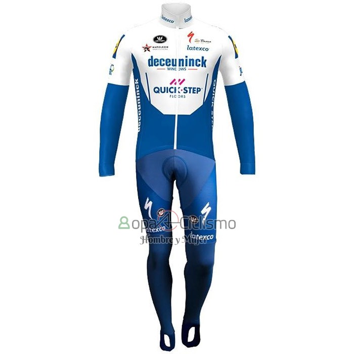Deceuninck Quick Step Ropa Ciclismo Culotte Largo 2020 Mangas Largas Azul Blanco